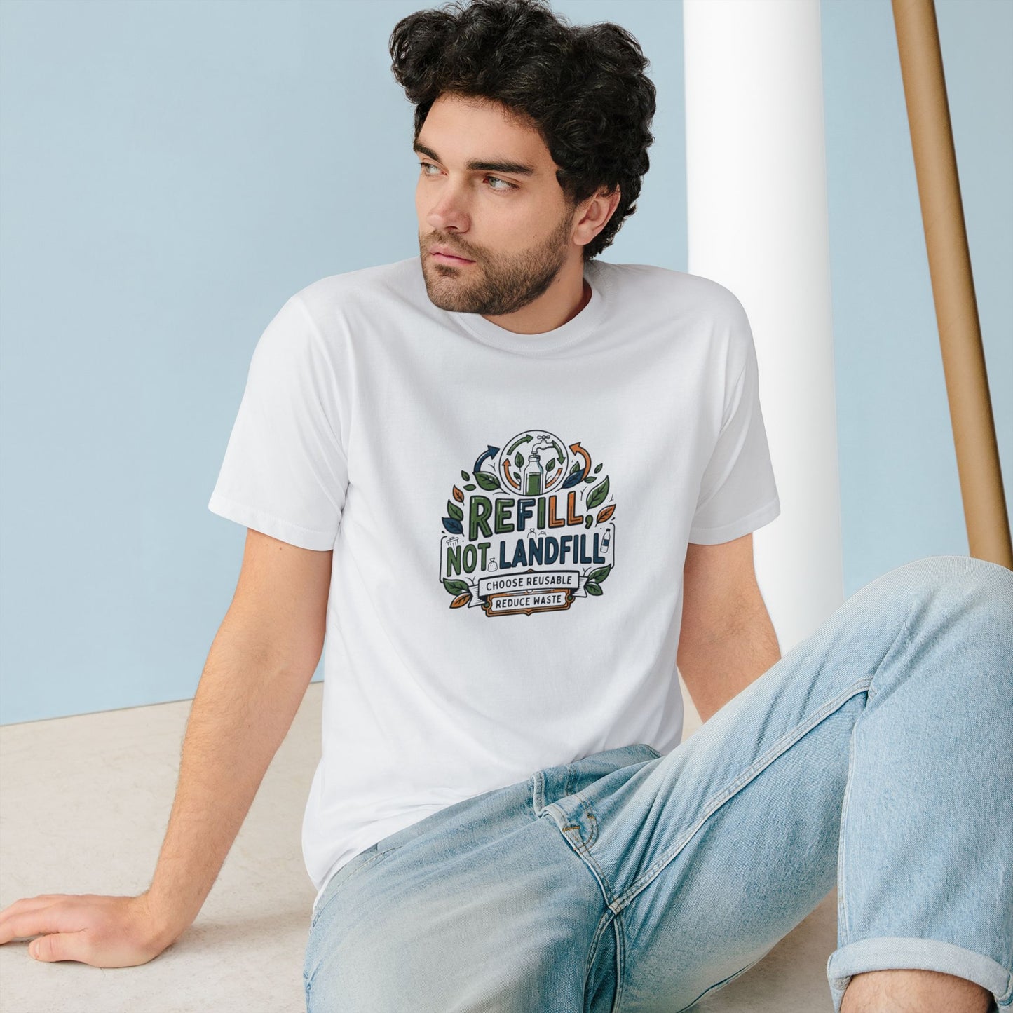 Refill Not Landfill Organic T-Shirt — Reuse Refillable Eco-Friendly Tee
