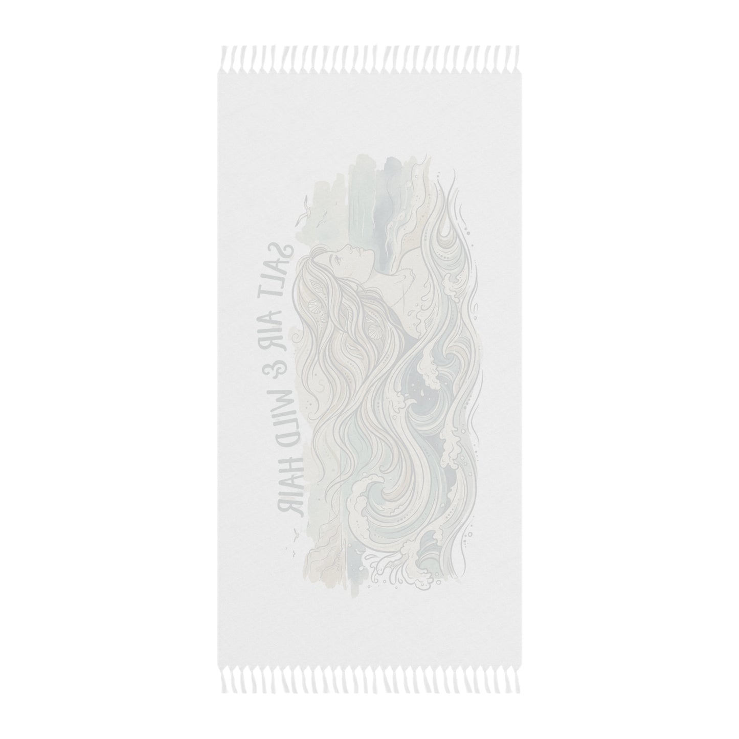 Boho Beach Towel — "Salt Air & Wild Hair" Mermaid Beach Towel, Coastal Bohemian Swim Cover-Up