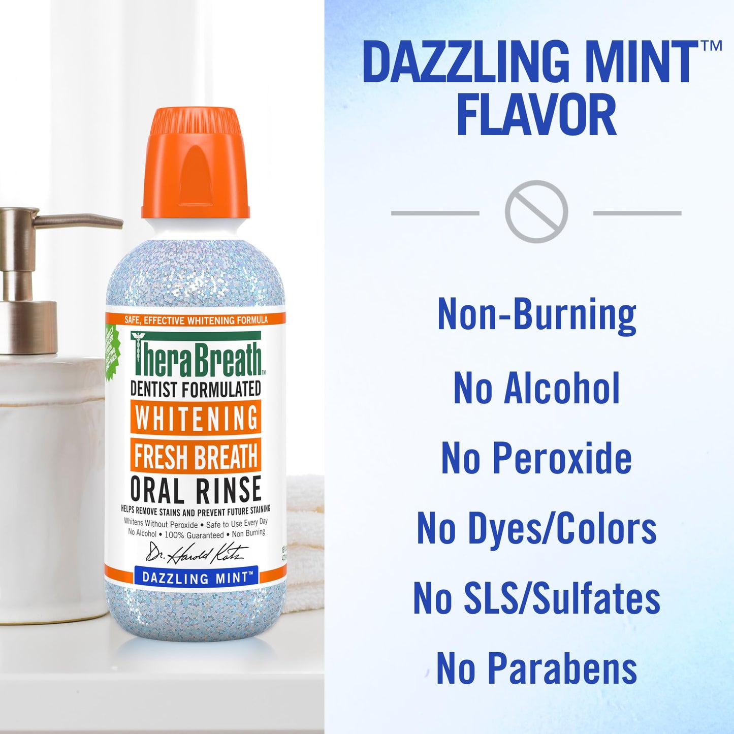 Whitening Mouthwash, Dazzling Mint - 16 oz (Pack of 2)