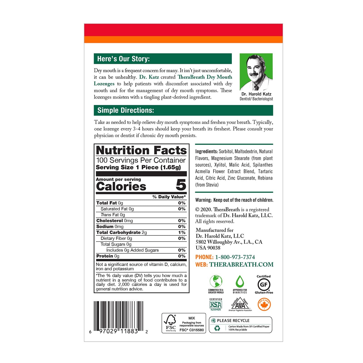 Dry Mouth Lozenges, Tart Berry, 100 Count