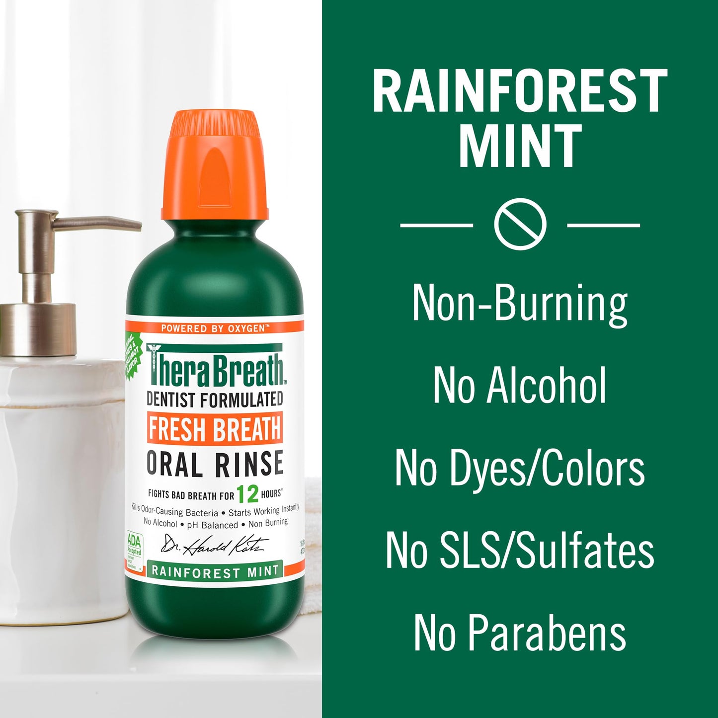 Fresh Breath Mouthwash, Rainforest Mint - 16 oz (Pack of 2)