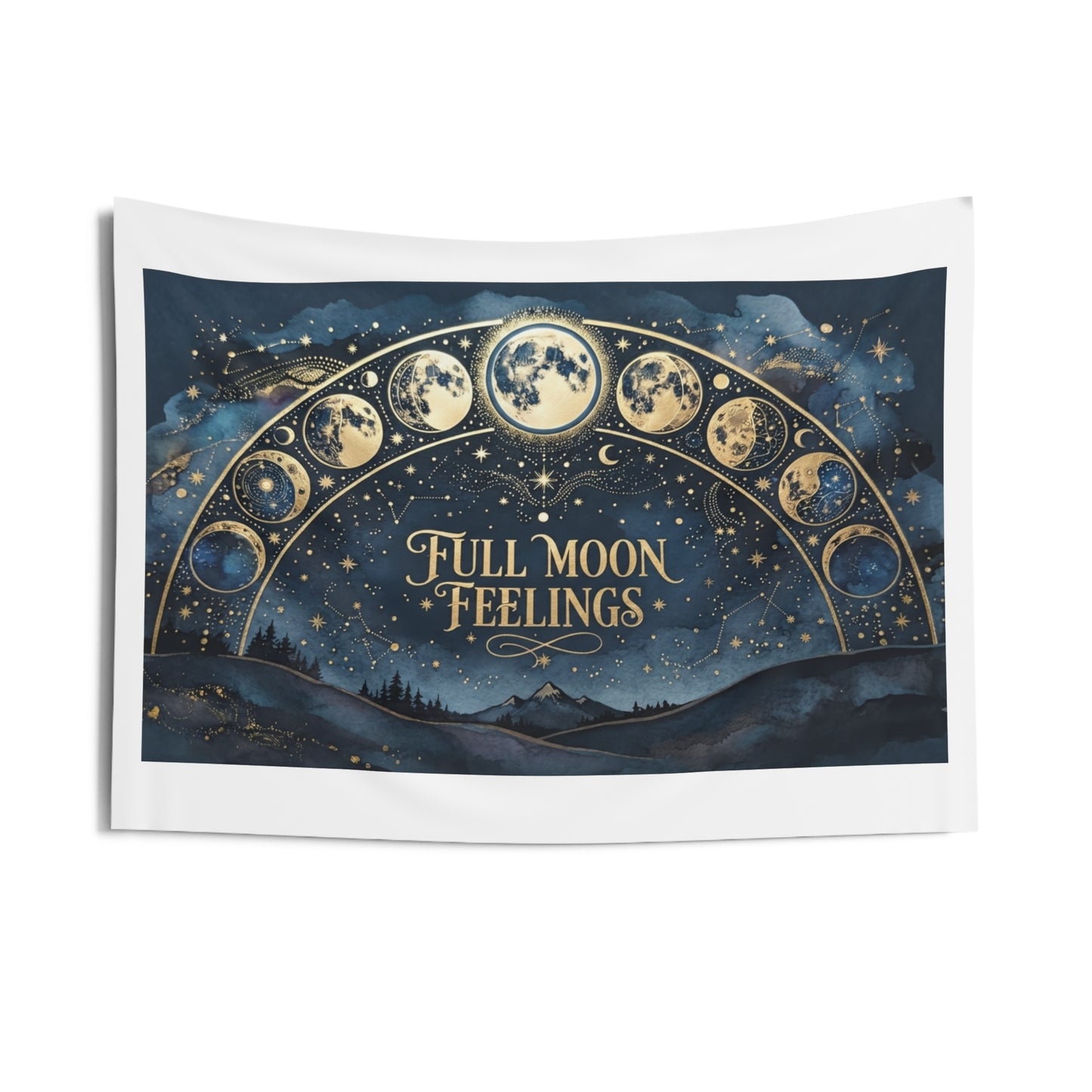 Full Moon Feelings Wall Tapestry — Lunar Phases Night Sky Decor
