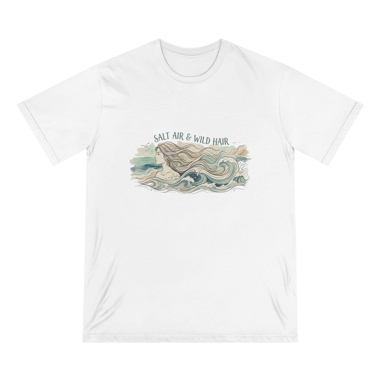 Salt Air & Wild Hair Beach T-Shirt — Vintage Wave Mermaid Graphic Tee