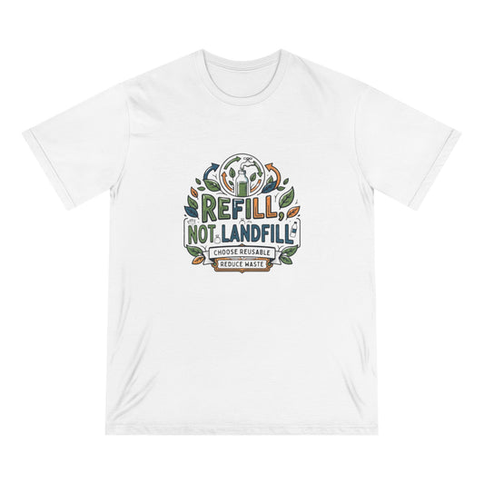 Refill Not Landfill Organic T-Shirt — Reuse Refillable Eco-Friendly Tee