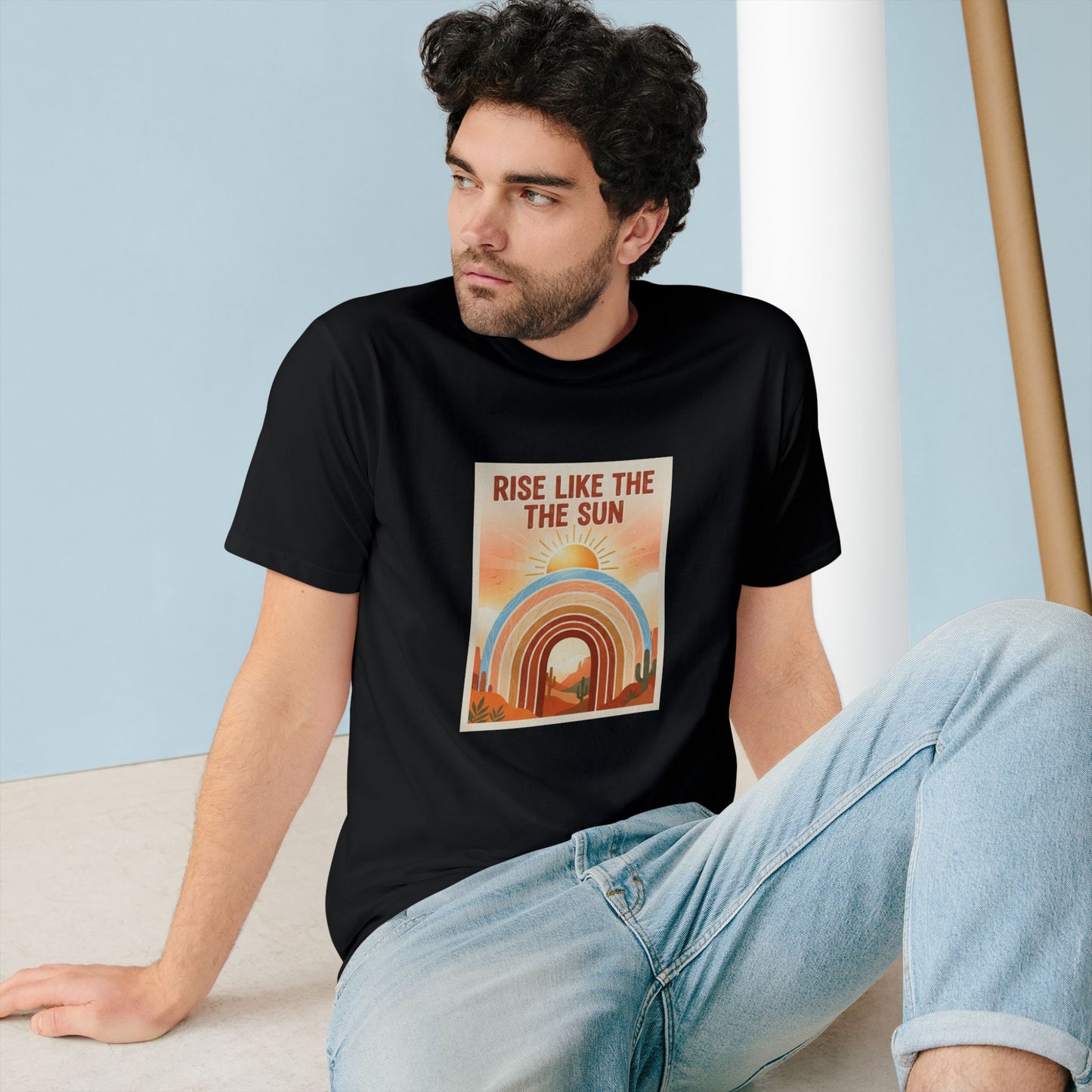 Rise Like the Sun T-Shirt — Retro Sunrise Graphic Tee