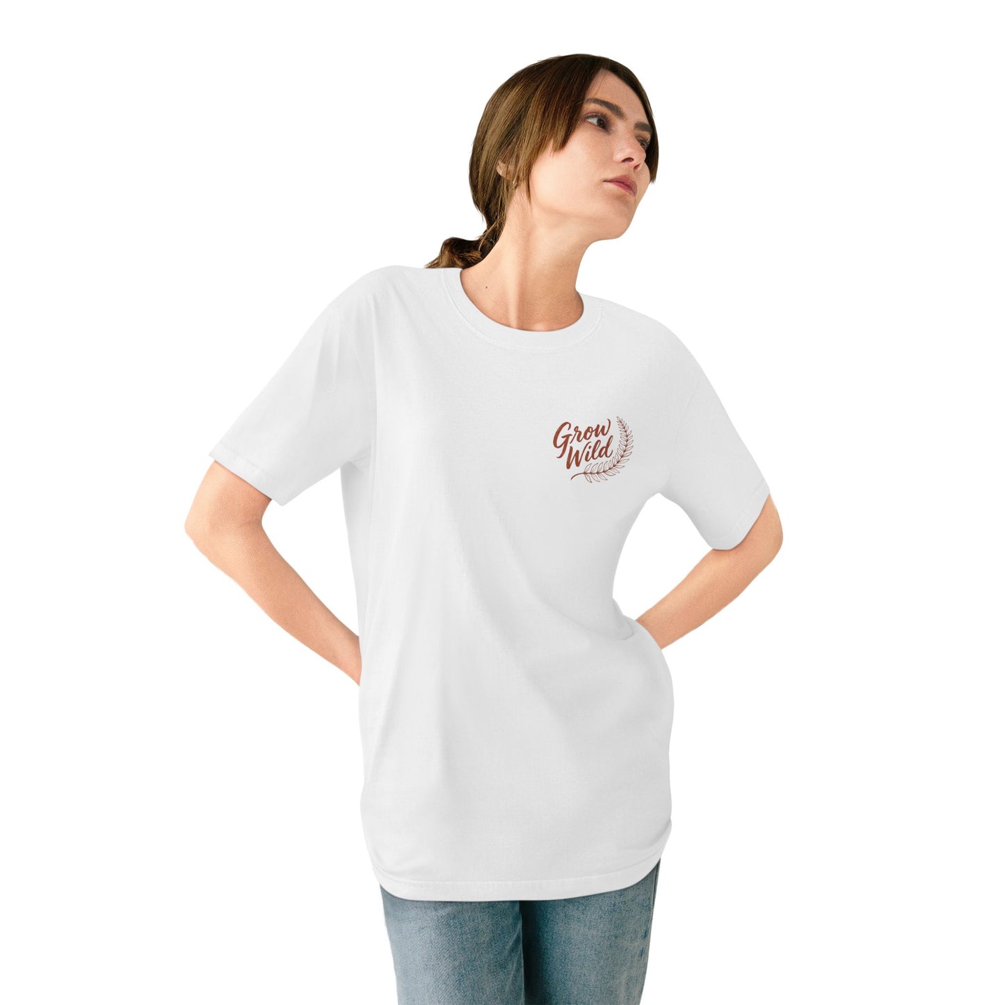 Grow Wild Organic T-Shirt — Floral Minimalist Chest Logo