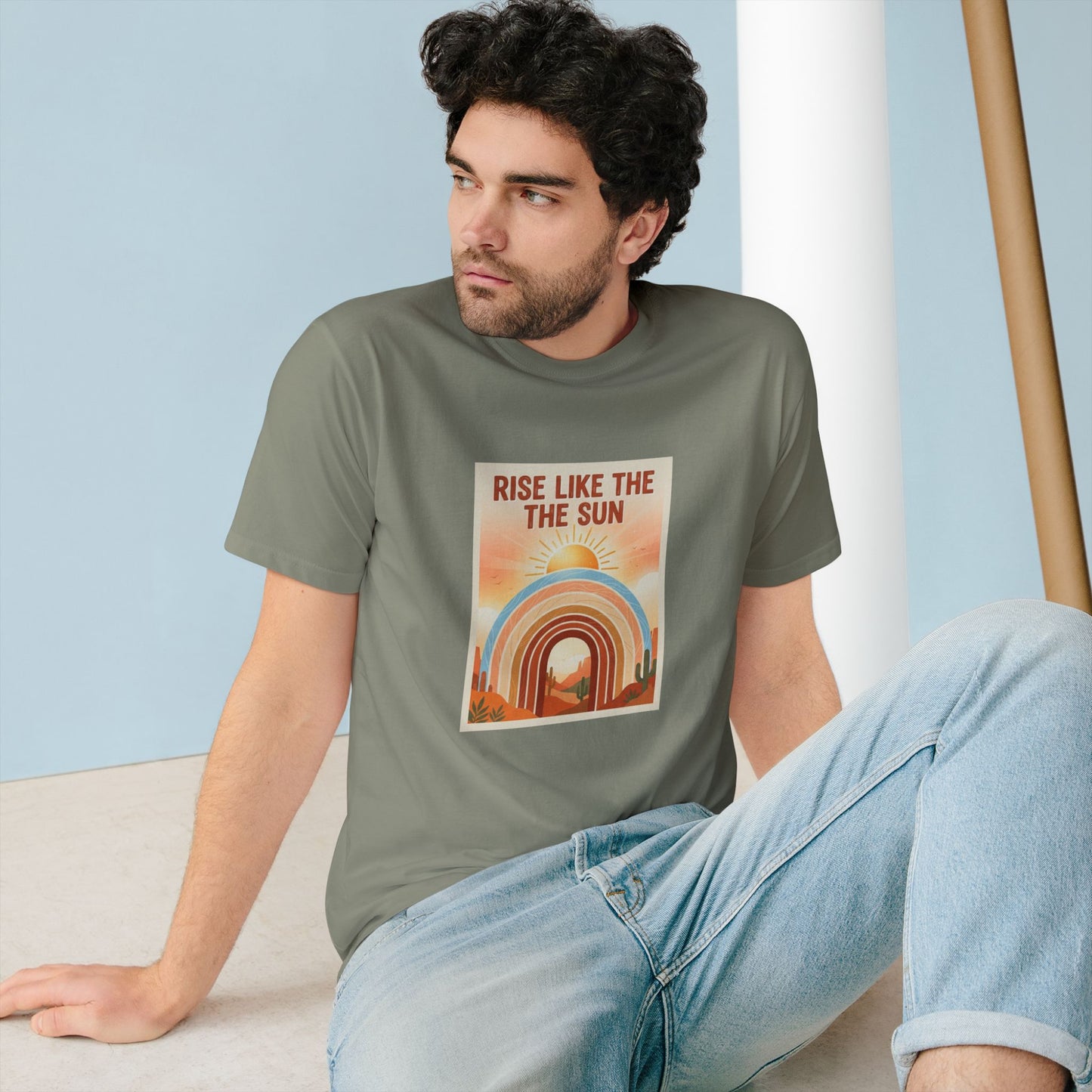 Rise Like the Sun T-Shirt — Retro Sunrise Graphic Tee