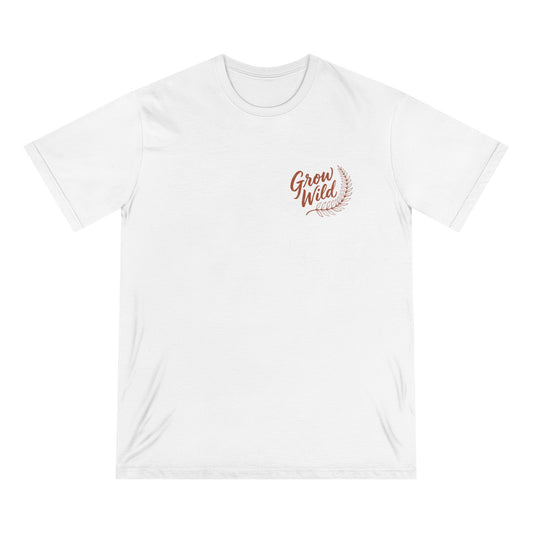Grow Wild Organic T-Shirt — Floral Minimalist Chest Logo