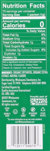 Stevia Zero Calorie Sweetener - 2.64 oz (75 Packets)