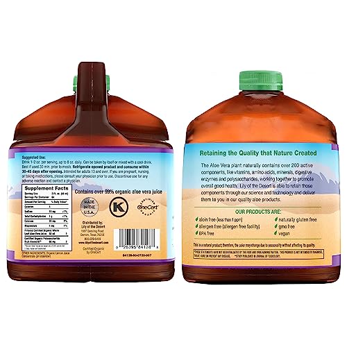 Aloe Vera Juice, Whole Leaf Filtered, Preservative Free - 128 oz