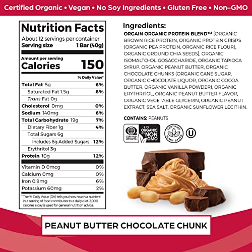 Protein Bars, Peanut Butter Chocolate Chunk - 1.41 oz (Pack of 12)