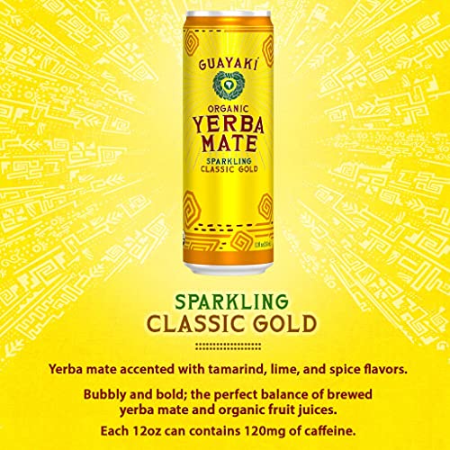 Sparkling Yerba Mate, Classic Gold - 12 oz Cans (Pack of 12)
