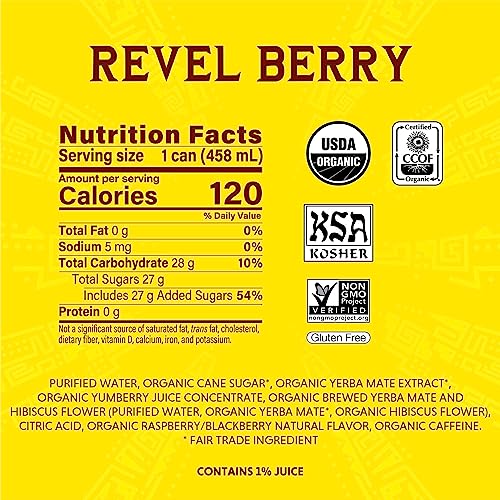 Yerba Mate, Revel Berry - 15.5 oz Cans (Pack of 12)