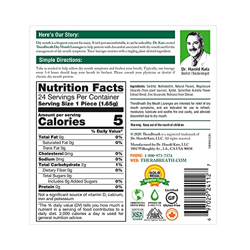 Dry Mouth Sugar-Free Lozenges, Mandarin and Mint, 24 Count