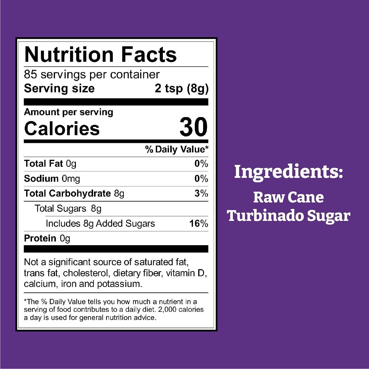 Raw Cane Turbinado Sugar - 24 oz Pouch (Pack of 6)