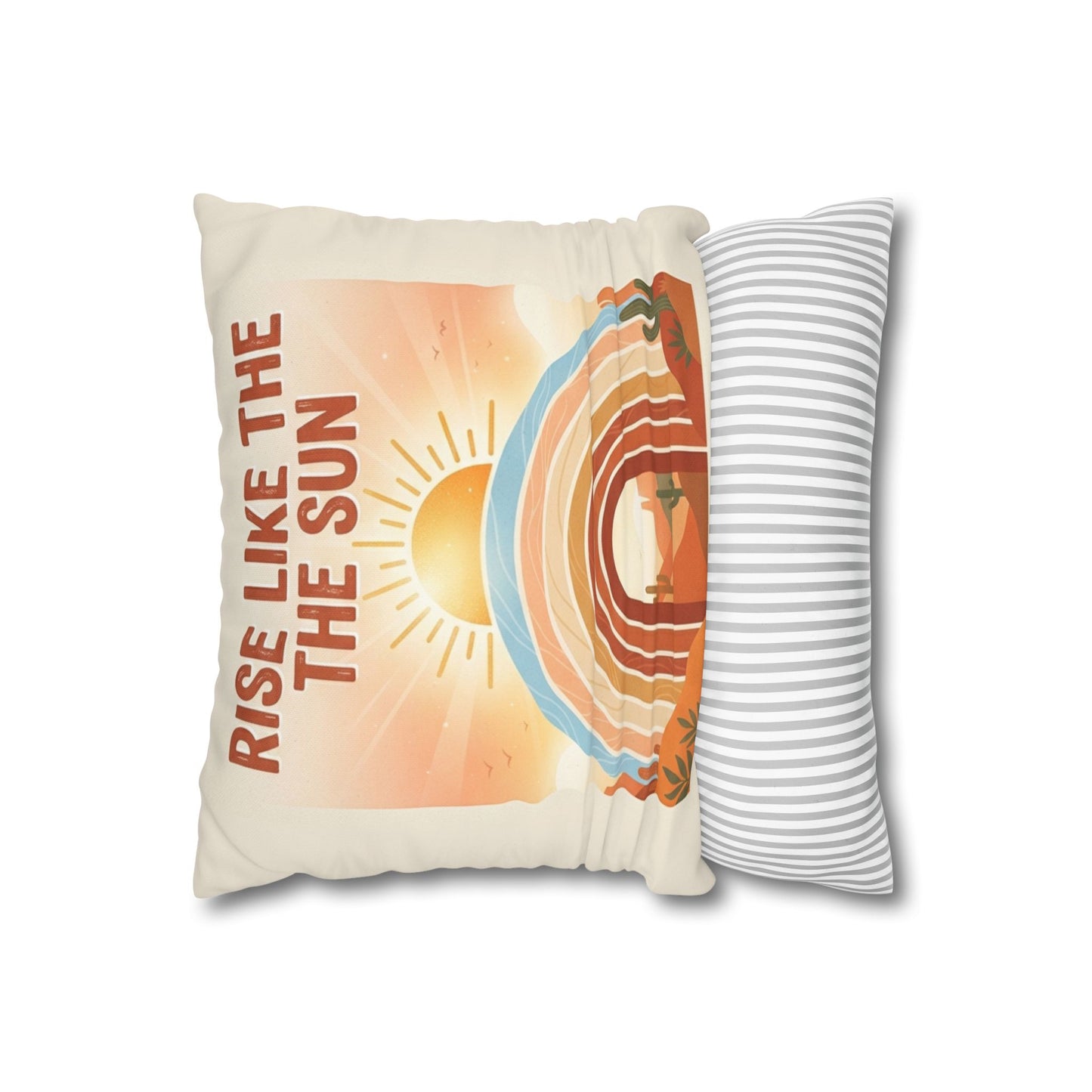 Rise Like the Sun Decorative Pillowcase — Boho Rainbow Desert Throw Pillow Cover