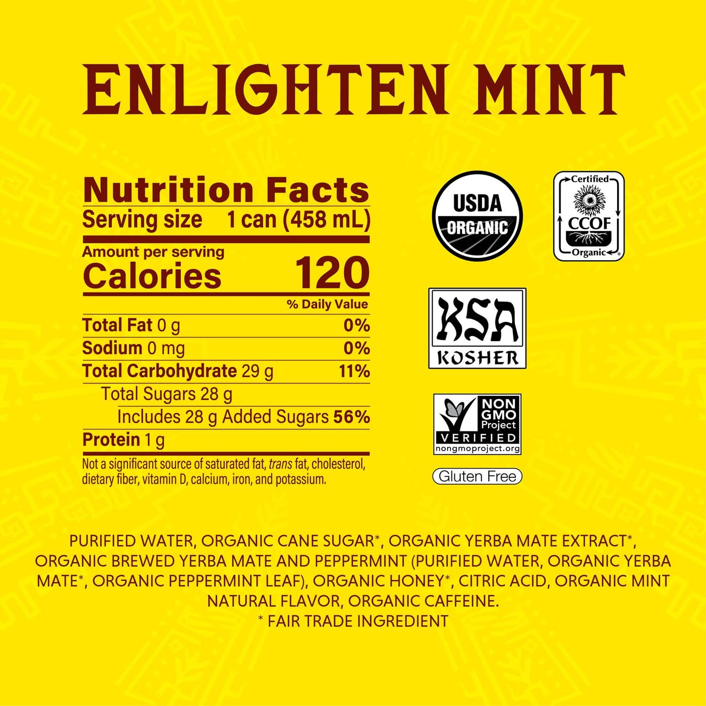 Yerba Mate, Enlighten Mint - 15.5 oz Cans (Pack of 12)