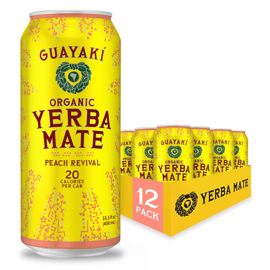Yerba Mate, Peach Revival - 15.5 oz Cans (Pack of 12)