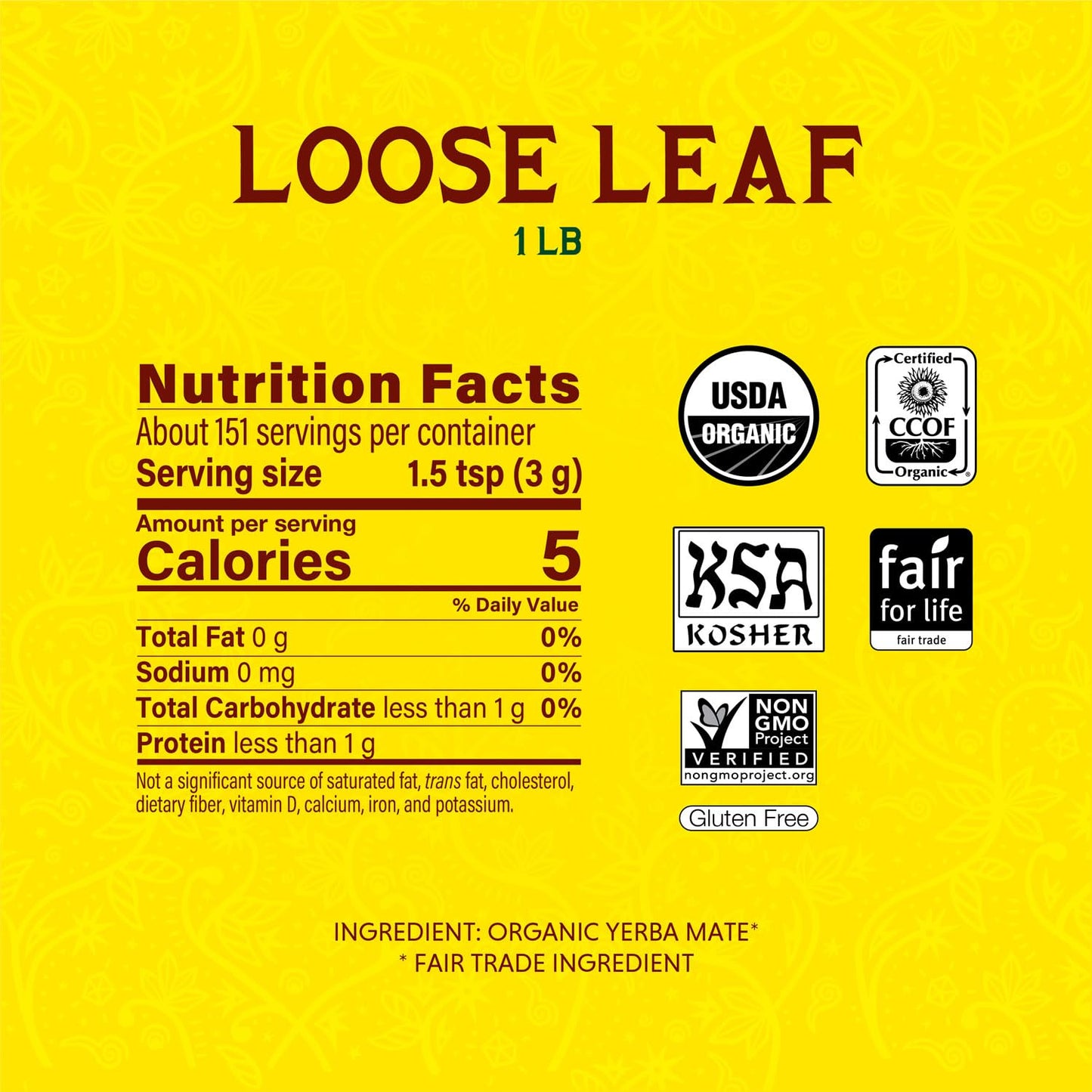 Traditional Yerba Mate, Loose Leaf Tea - 16 oz (Pack of 6)