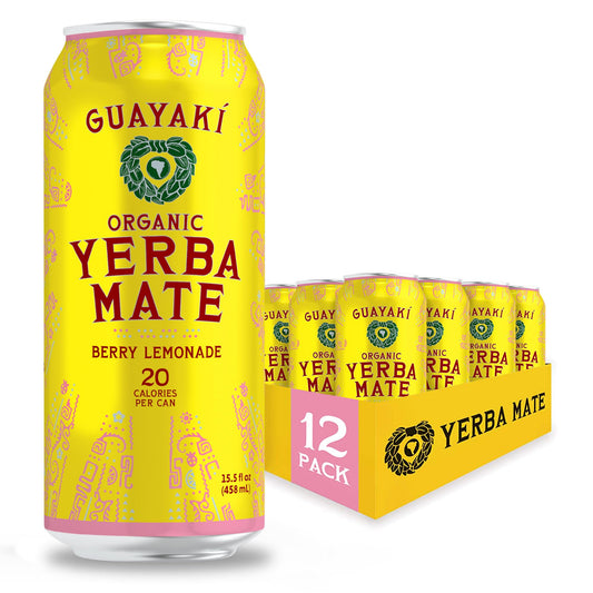 Yerba Mate Berry Lemonade - 15.5 oz Cans (Pack of 12)