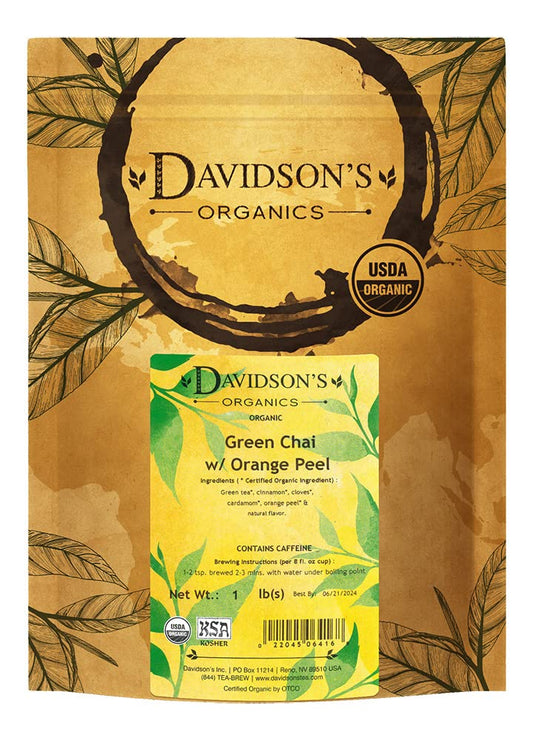 Green Chai with Orange Peel, Loose Leaf Tea - 16 oz Pouch