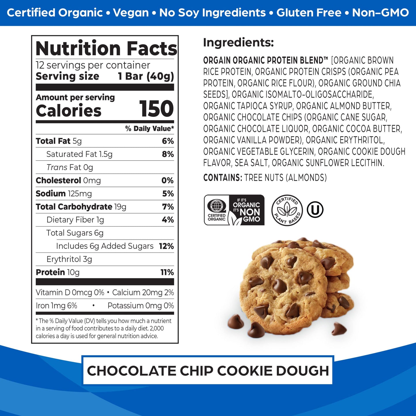 Protein Bars, Chocolate Chip Cookie Dough - 1.41 oz (Pack of 12)