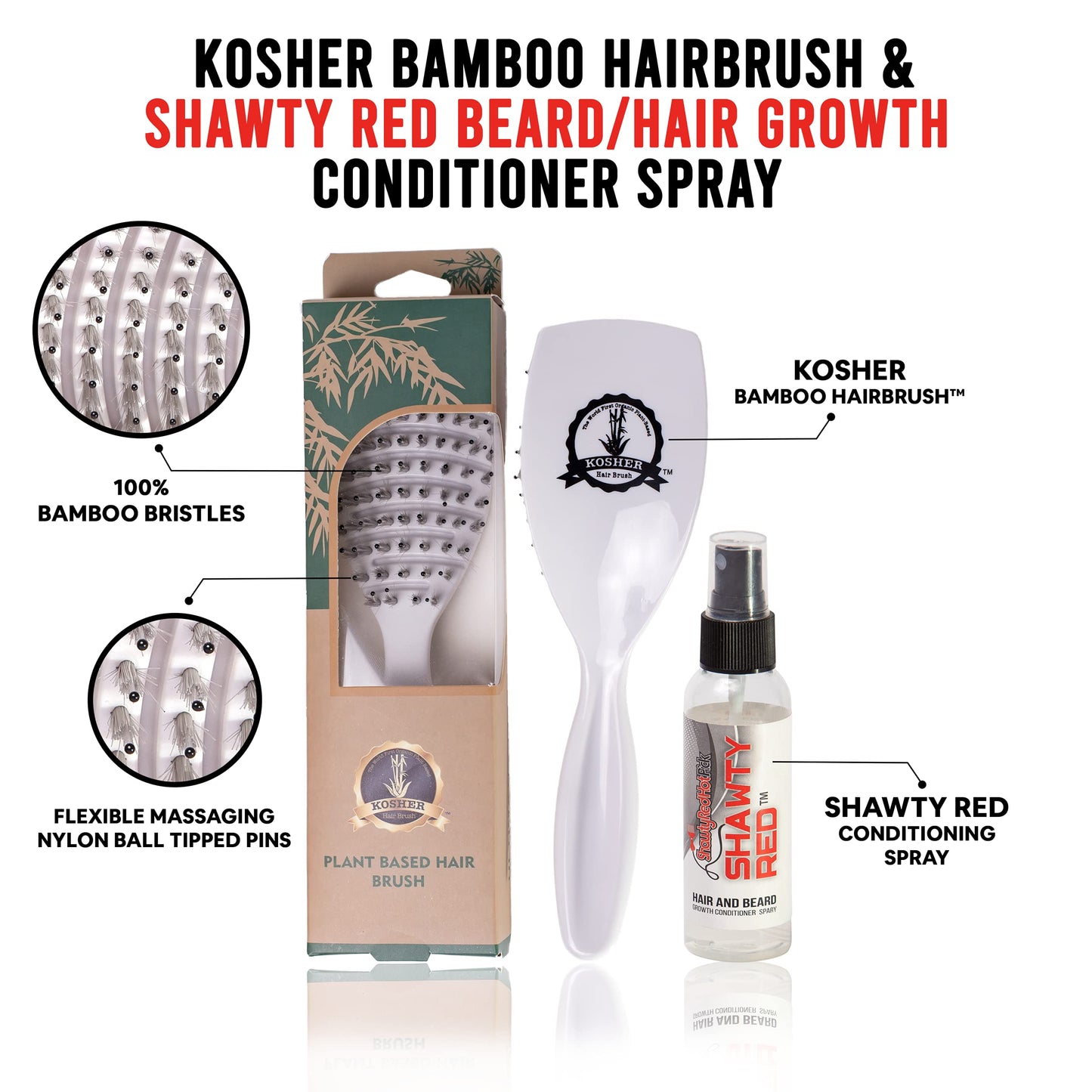 KoSher Bamboo Hairbrush (Boar-Free)