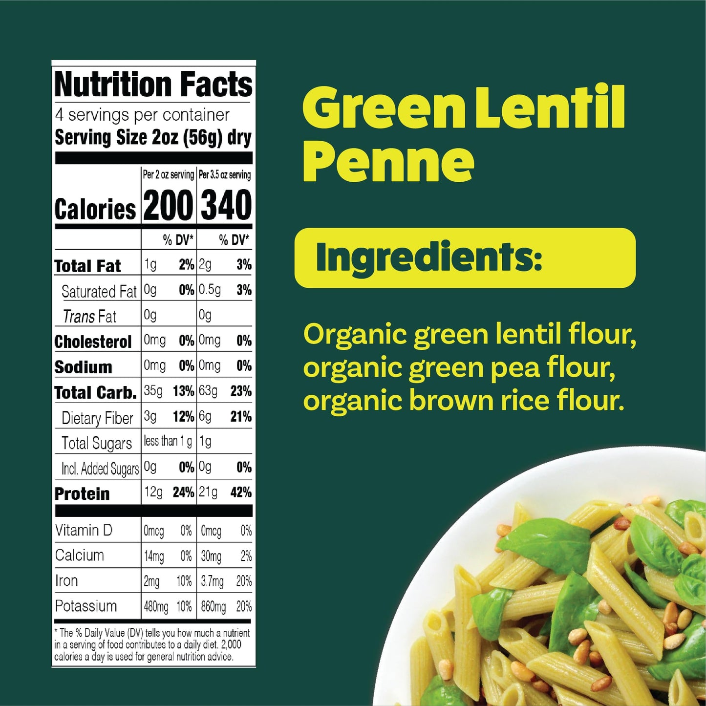 Green Lentil Penne - 8 oz (Pack of 6)