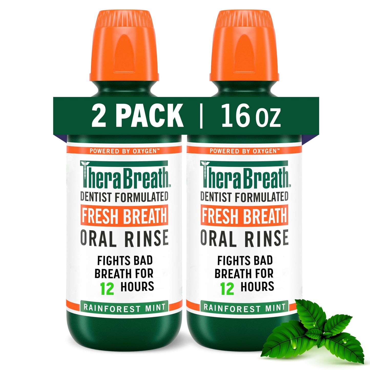 Fresh Breath Mouthwash, Rainforest Mint - 16 oz (Pack of 2)