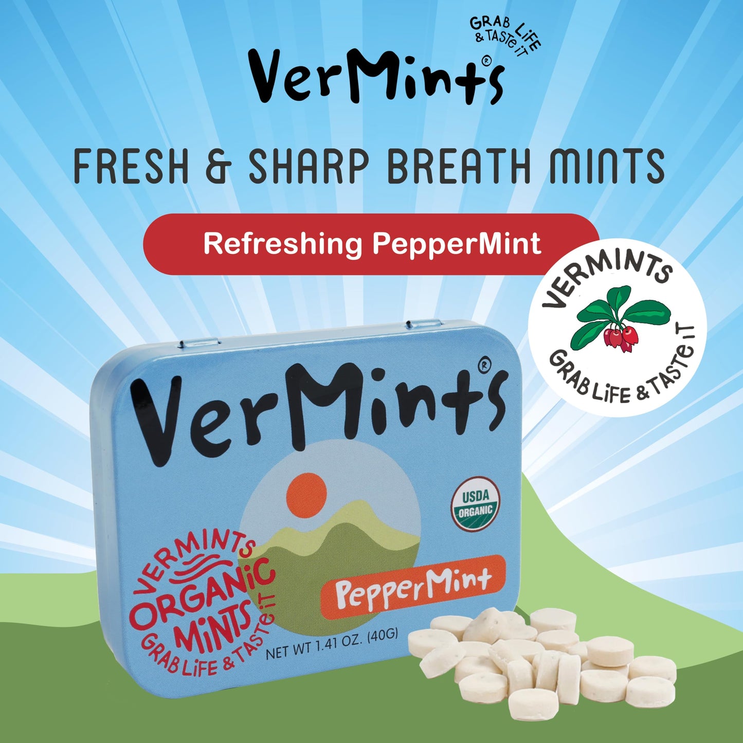 Breath Mints, PepperMint Flavor - 1.14 oz (Pack of 6)
