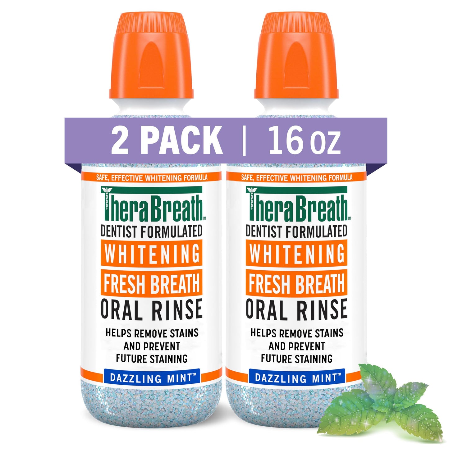 Whitening Mouthwash, Dazzling Mint - 16 oz (Pack of 2)