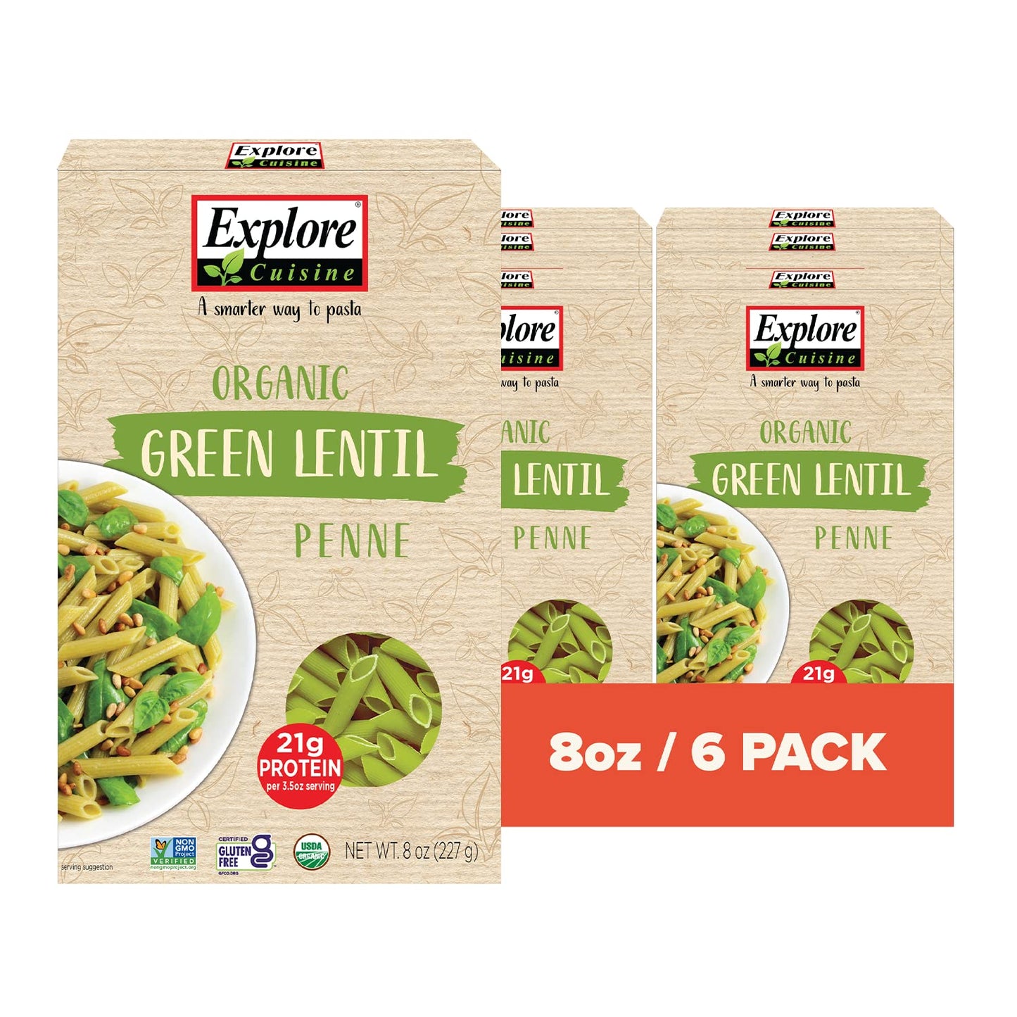 Green Lentil Penne - 8 oz (Pack of 6)