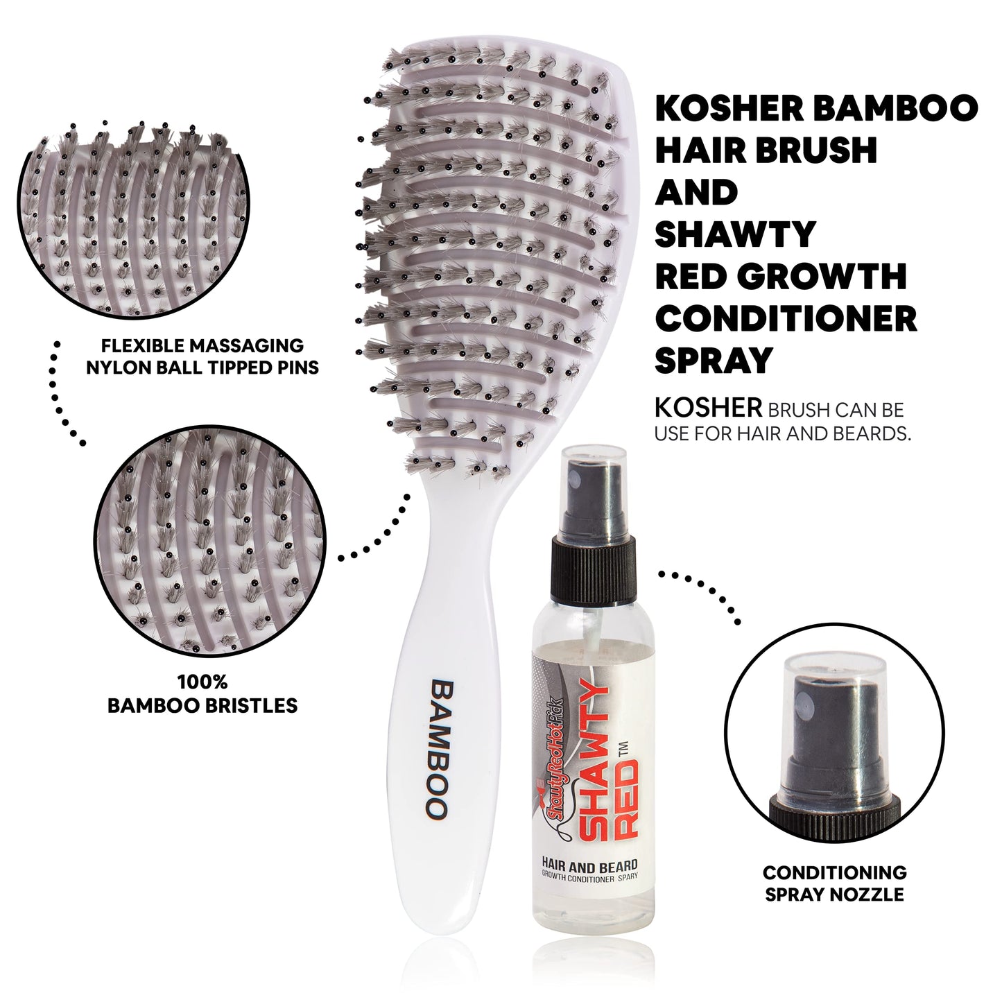 KoSher Bamboo Hairbrush (Boar-Free)