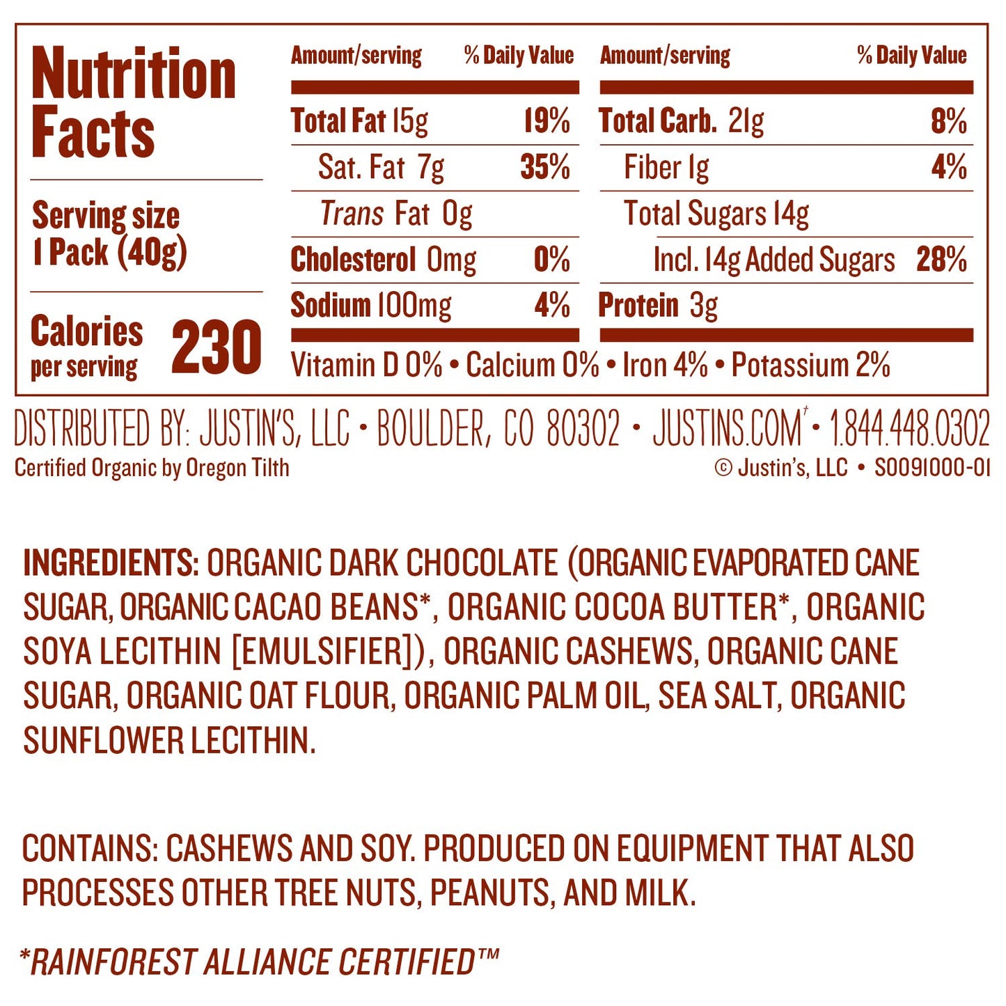 Dark Chocolate Cashew Butter Cups - 2 Count (Pack of 12)