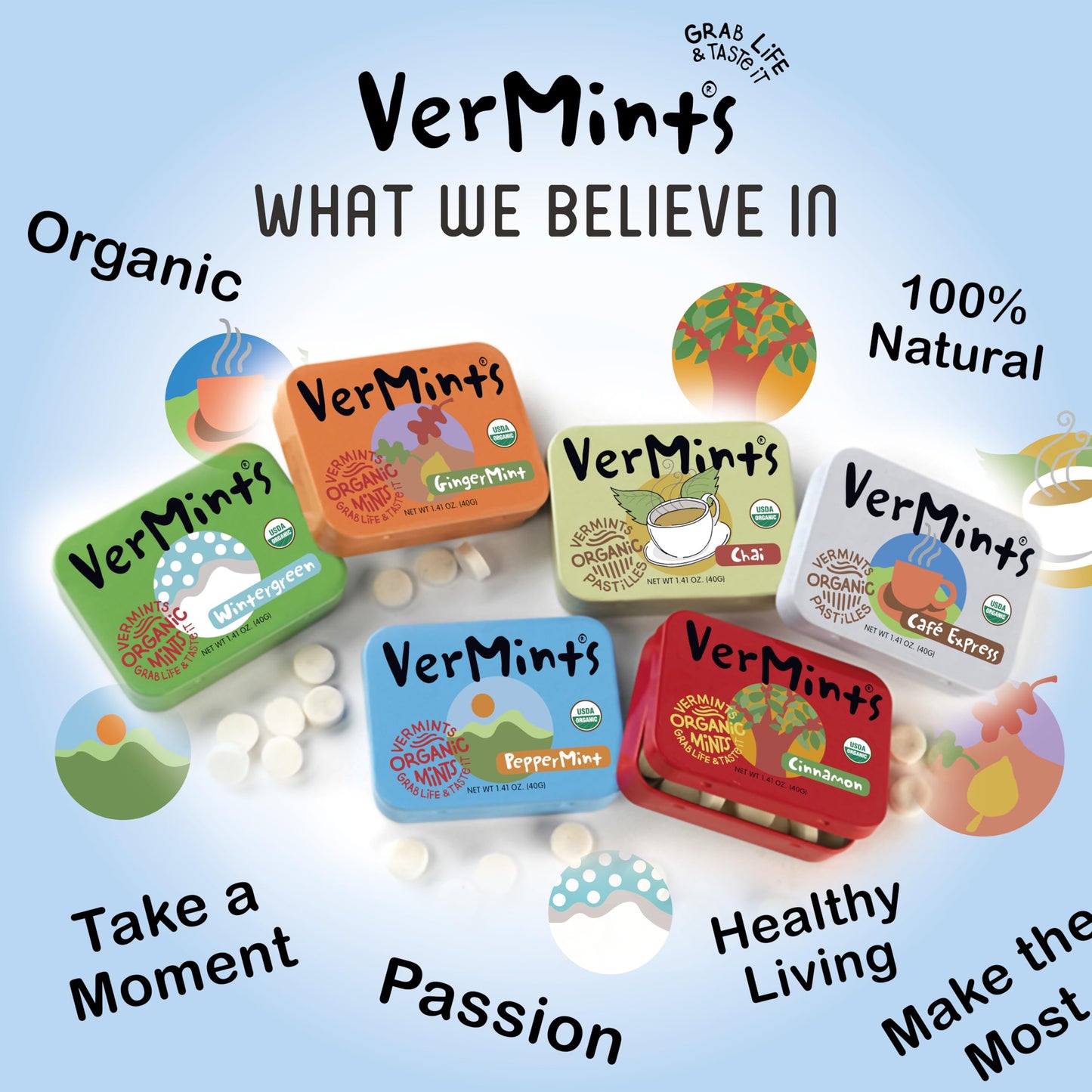 Breath Mints, PepperMint Flavor - 1.14 oz (Pack of 6)