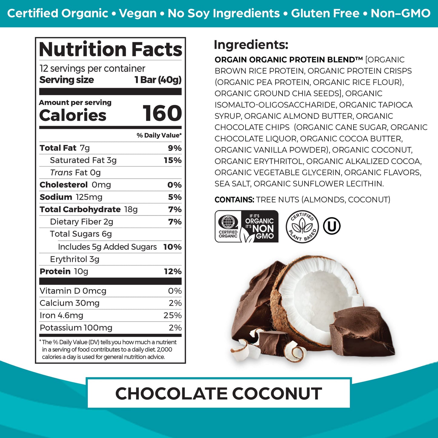 Protein Bars, Chocolate Coconut - 1.41 oz (Pack of 12)